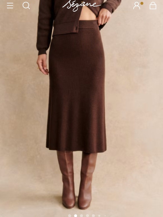 Sezane Dresses & Skirts - Sezane Brown Ribbed Knit Midi Skirt